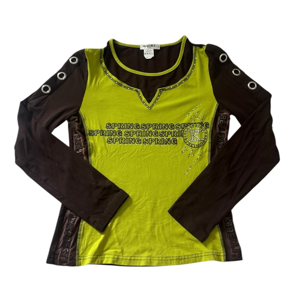 Allegra K Women's Green and Black Long Sleeve Tee